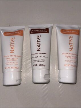Native Cream Deodorant Trio - 2x Sweet Peach & Nectar and 1x Coconut & Vanilla